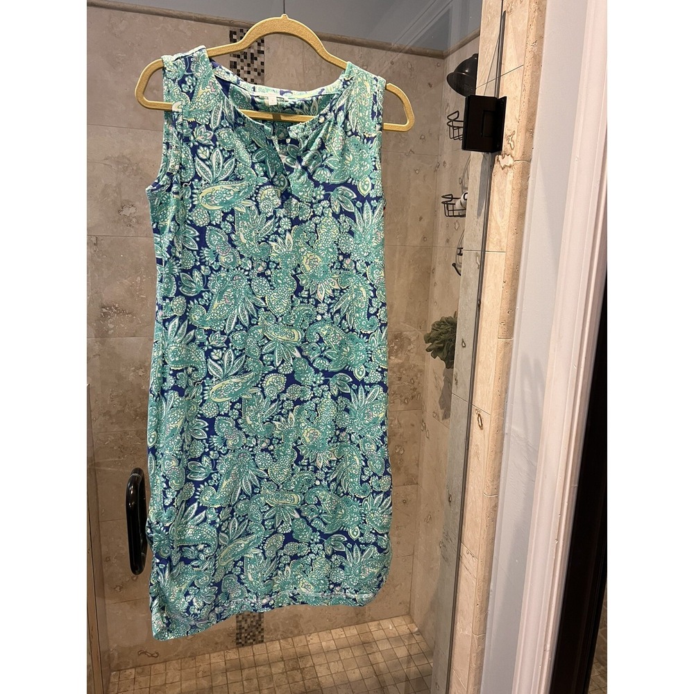 T by Talbots Shift Dress Women Size Small Stretch Knit Multicolor Floral Paisley